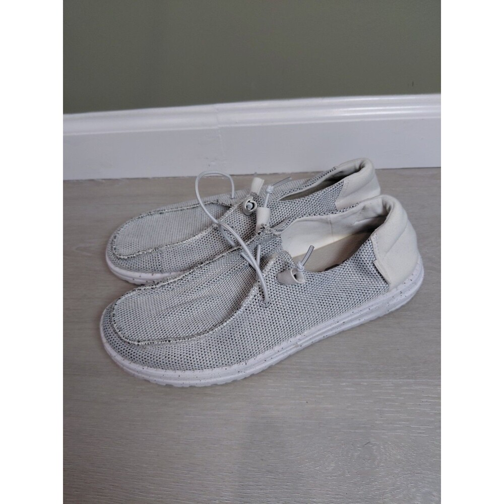 HEY DUDE Wendy Sox Stone White Slip On Women's Size 10 Loafers Shoes